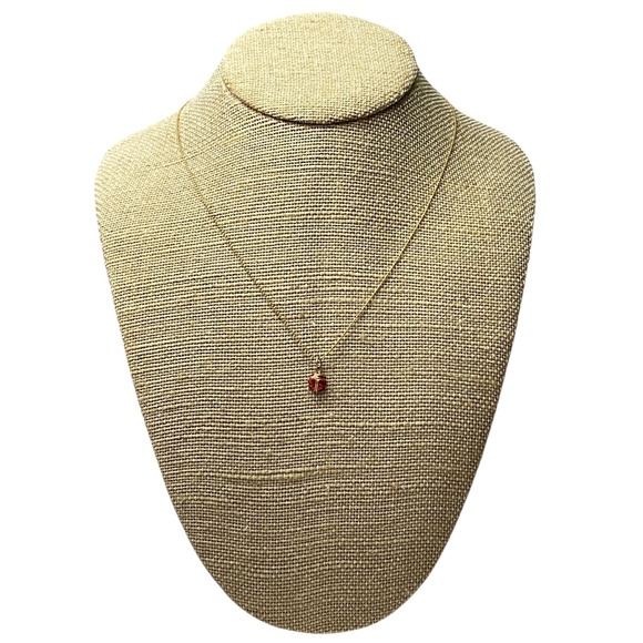 Jewelry - Charming 10K Gold Italian Chain Red Enamel Ladybug Charm Necklace Lucky Pendant